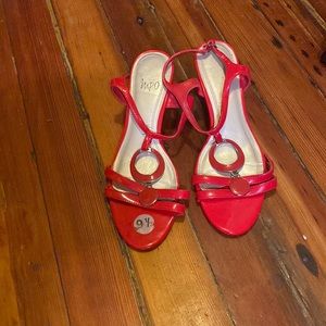 Red Patten leather mini wedge shoes